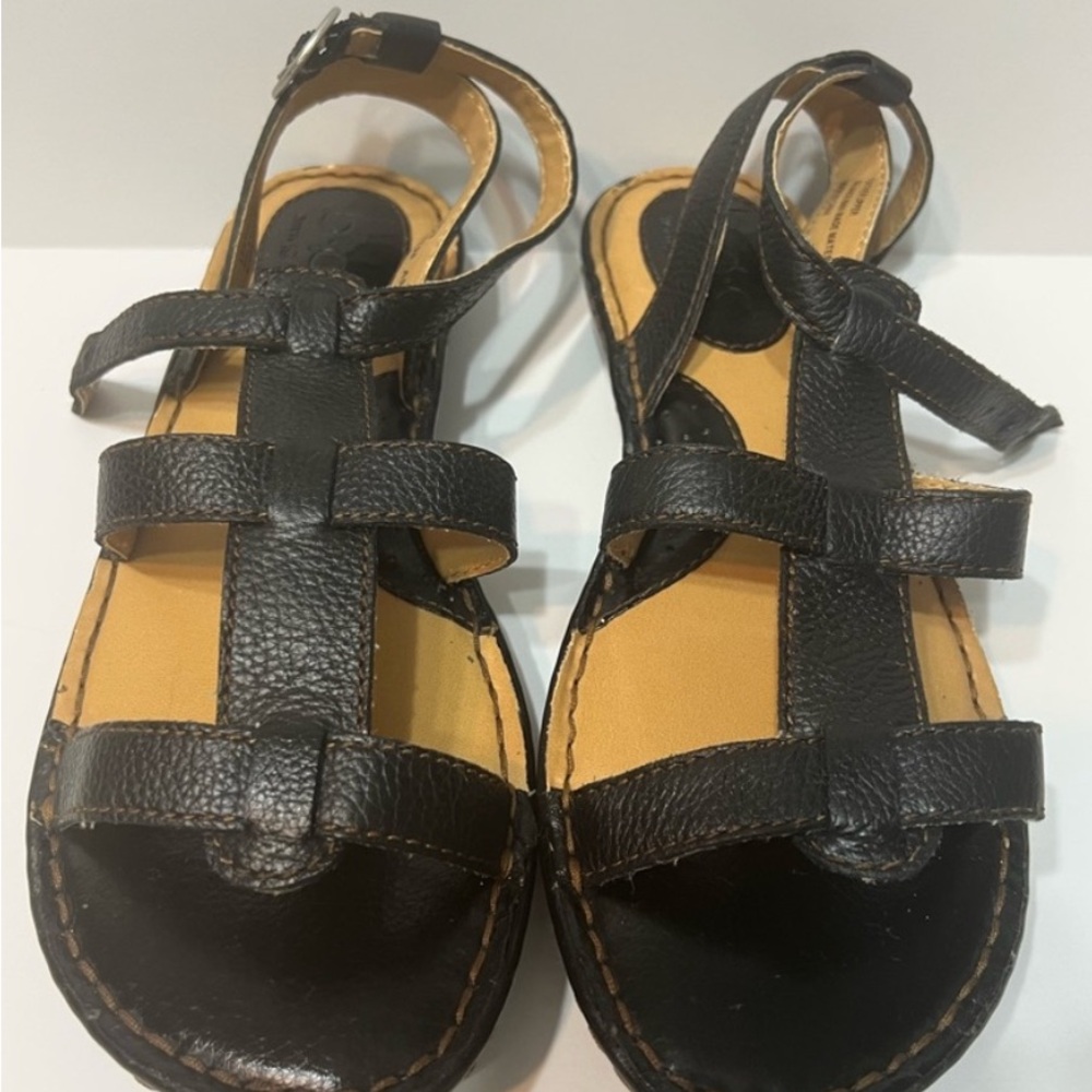 Black Leather Strappy Sandals